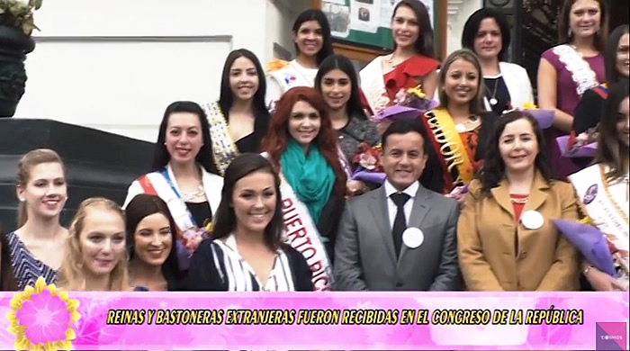 Reinas y Bastoneras extranjeras fueron recibidas en el Congreso de la República