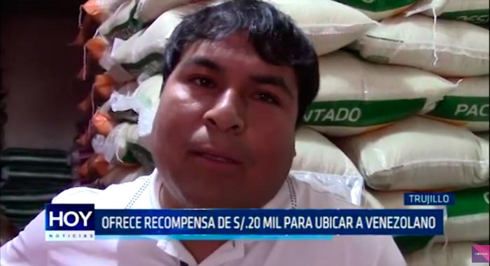 Ofrece recompensa de s/.20 mil para ubicar a venezolano