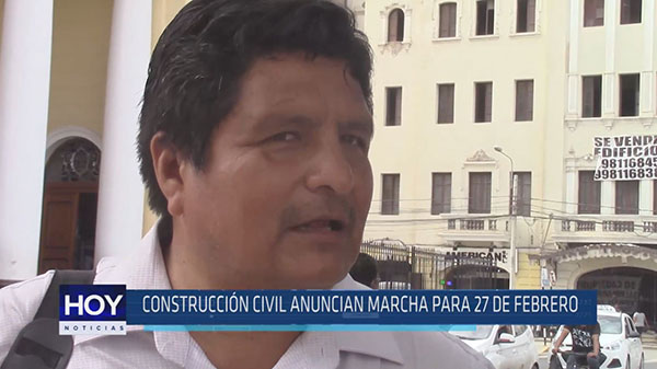 Chiclayo: Construcción civil anuncian marcha para 27 de febrero
