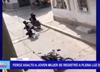 Piura: Feroz asalto a joven mujer se registró a plena luz del día calle Tumbes