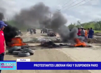 Piura: Protestantes liberan vías y suspenden paro