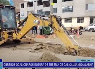 Trujillo: obreros ocasionaron rotura de tubería de gas causando alarma
