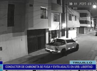 Trujillo: conductor de camioneta se fuga y evita asalto en Urb. Libertad