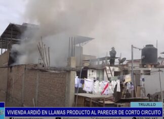 Trujillo: vivienda ardió en llamas producto al parecer de cortocircuito