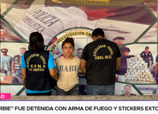 “La barbie” fue detenida con arma de fuego y stickers extorsivos