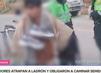 Pobladores atrapan a ladrón y obligaron a caminar semidesnudo