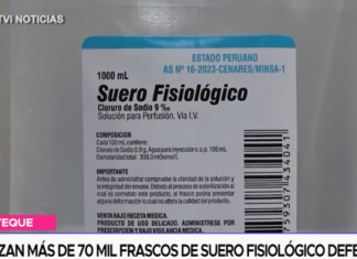 Inmovilizan más de 70 mil frascos de suero fisiológico defectuoso