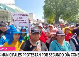 Obreros municipales protestan por segundo día consecutivo