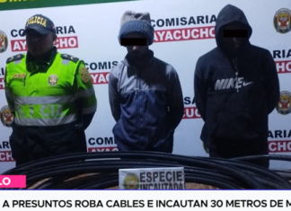 Detienen a presuntos roba cables e incautan 30 metros de material