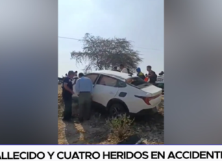 Un fallecido y cuatro heridos en accidente vial