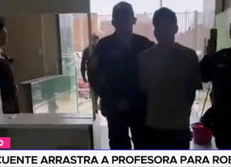 Delincuente arrastra a profesora para robarle