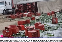 Tráiler con cerveza choca y bloquea la Panamericana