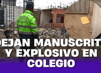 Dejan explosivo y manuscrito en obra de colegio de El Porvenir